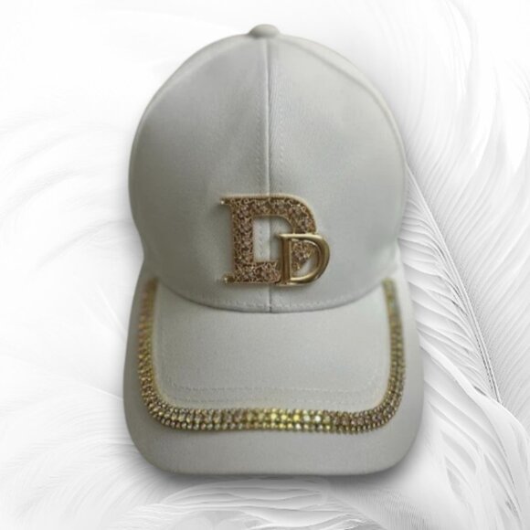 White Rhinestone Baseball Cap – Elegant Bling Hat for Women - Picture 2 of 7